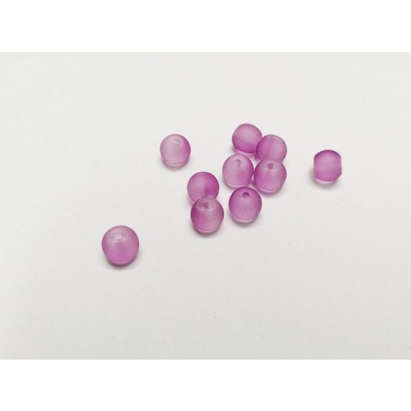 6mm Halvány lila - Frosted üveggyöngy 10db