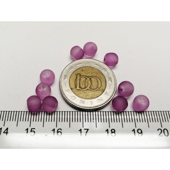6mm Halvány lila - Frosted üveggyöngy 10db