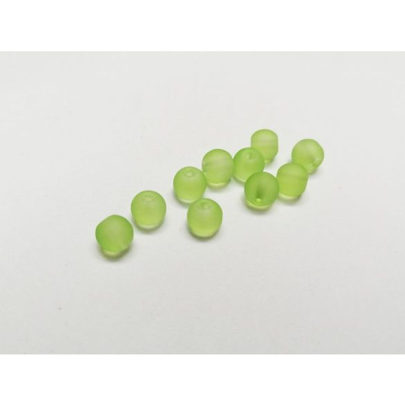 6mm Halványzöld - Frosted üveggyöngy 10db