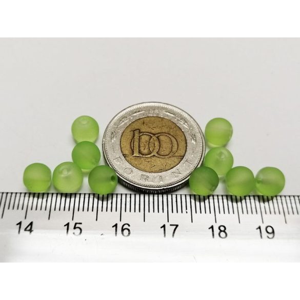6mm Halványzöld - Frosted üveggyöngy 10db