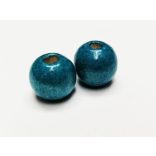 Óriás tengerzöld fa gyöngy-pár (16mm)