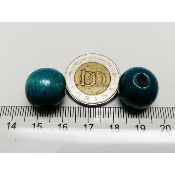 Óriás tengerzöld fa gyöngy-pár (16mm)