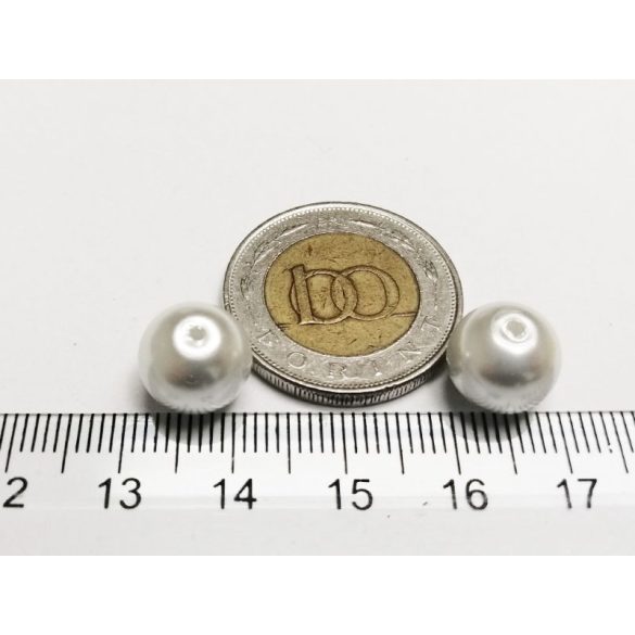 10mm   FEHÉR tekla üveggyöngy 2db