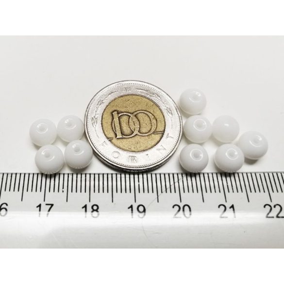 Üveggyöngy - Fehér - 6mm - 10db