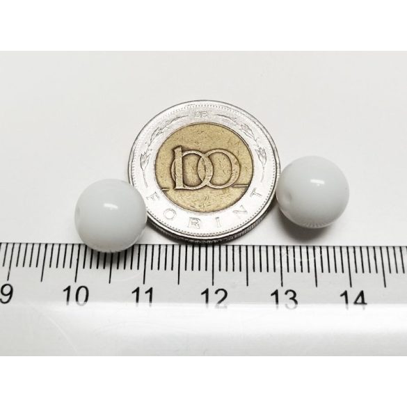 Üveggyöngy - Fehér - 10mm - 2db