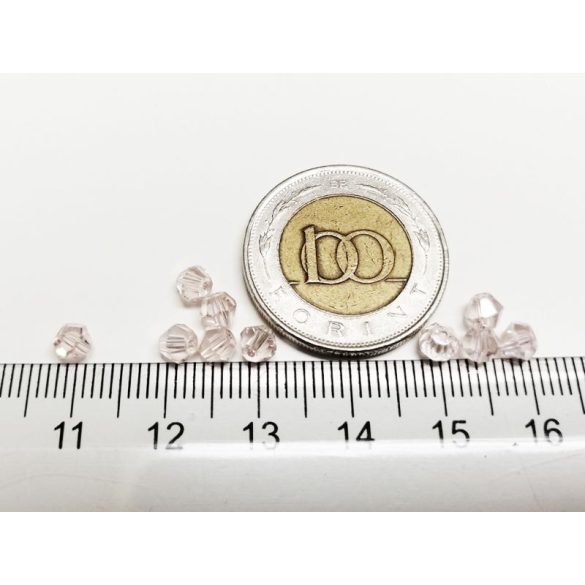 4mm Bicone csiszolt üveggyöngy - Rózsaszín AB