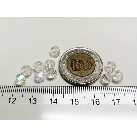 6mm Bicone csiszolt üveggyöngy - Clear AB