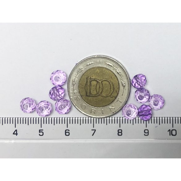 Orgonalila - Csiszolt üveggyöngy - 6x4mm Abacus - 10db