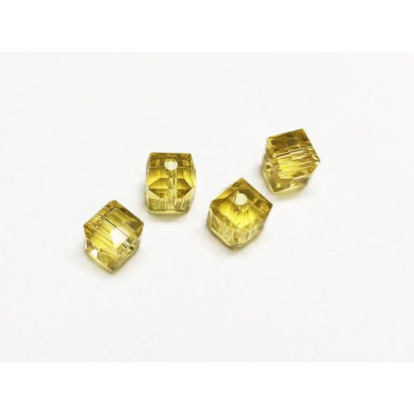 Cube 6x6mm csiszolt kocka gyöngy-pár - sárga