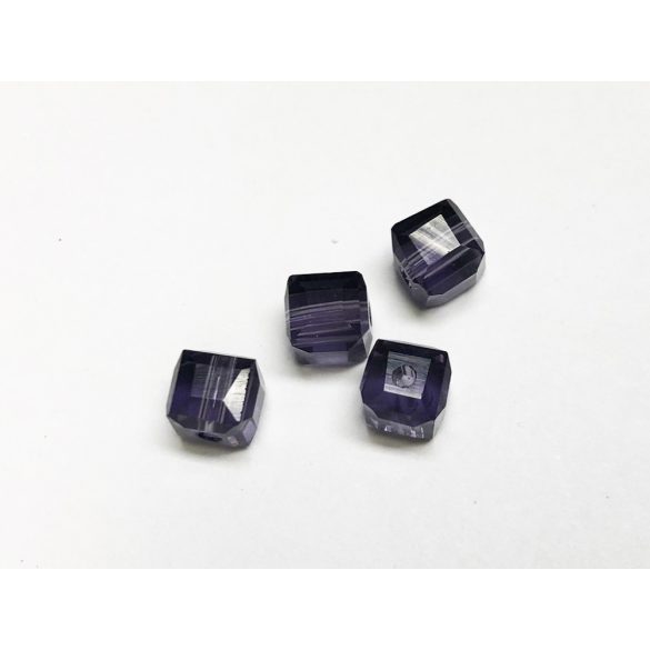 Cube 6x6mm csiszolt kocka gyöngy-pár - lila