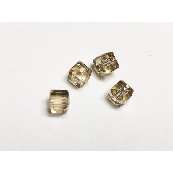 Cube 6x6mm csiszolt kocka gyöngy-pár - füstszínű