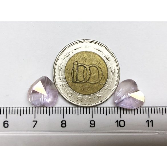 Csiszolt szív gyöngy - rózsaszín AB (10mm)
