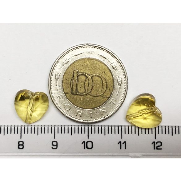Csiszolt szív gyöngy - sárga  (10mm)