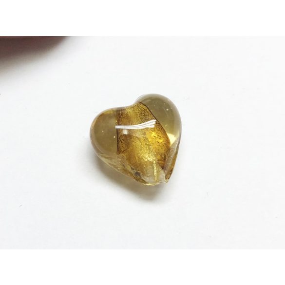 Üveggyöngy szív - MÉZ-SÁRGA (12mm)