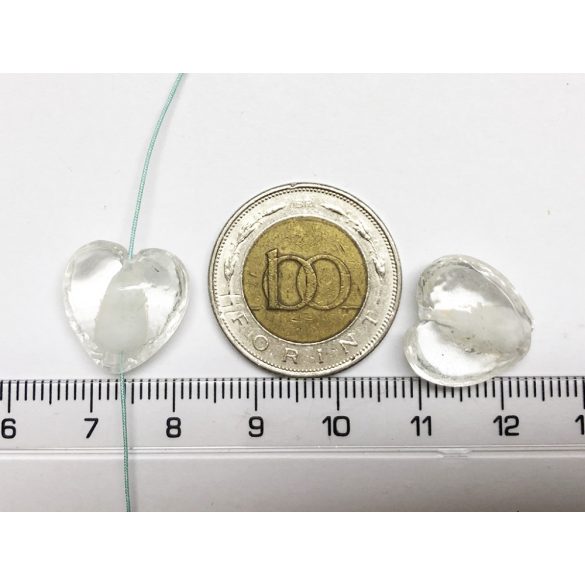 Üveggyöngy szív - Fehér (12mm)