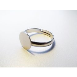 Ezüst színű ragasztható gyűrű-alap - tányér: 10mm