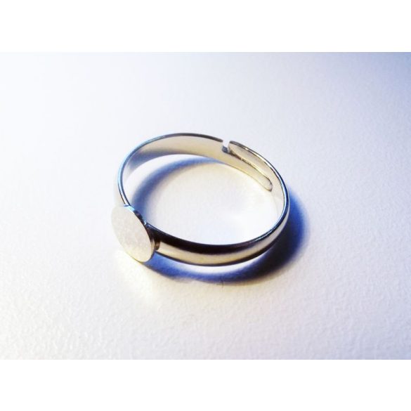 Ezüst színű ragasztható gyűrű-alap - tányér: 6mm
