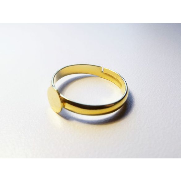 Arany színű ragasztható gyűrű-alap - tányér: 8 mm