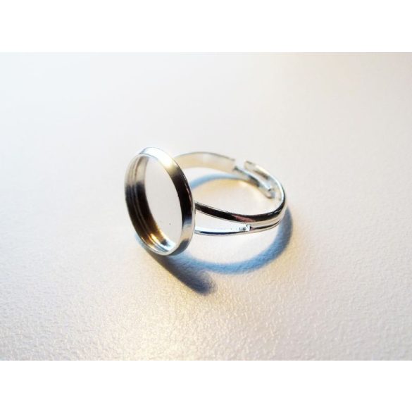 Platina ezüst színű gyűrű-alap - 12mm