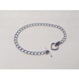 Karkötő-alap Szivecskés T-kapoccsal - antik ezüst