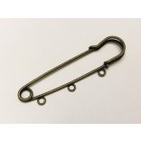 Antik bronz színú kitűző / bross alap 3 hurokkal