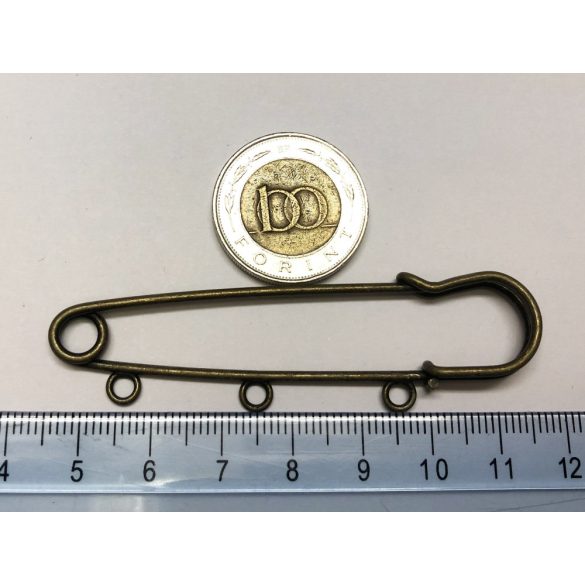 Antik bronz színú kitűző / bross alap 3 hurokkal