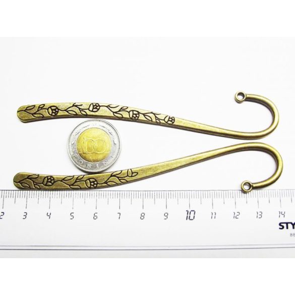 Bronz virágos könyvjelző (12,2cm)
