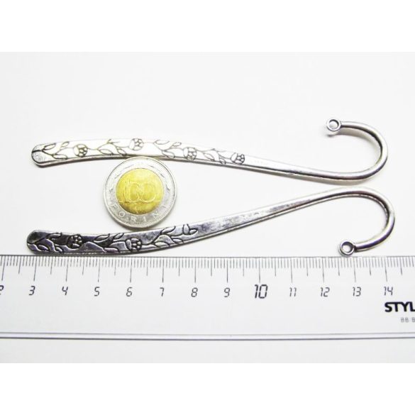 Antik ezüst virágos könyvjelző (12,2cm)