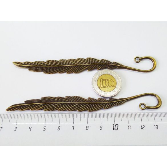Bronz színű toll alakú könyvjelző-alap (11,7cm)