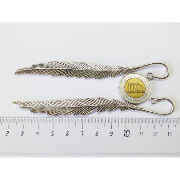 Antik ezüst színű toll alakú könyvjelző-alap (11,7cm)