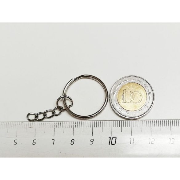Platina ezüst sz. Sima Kulcstartó Karika lánccal