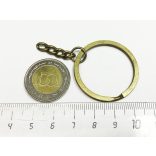 Bronz színű nagy kulcstartó karika, lánnccal