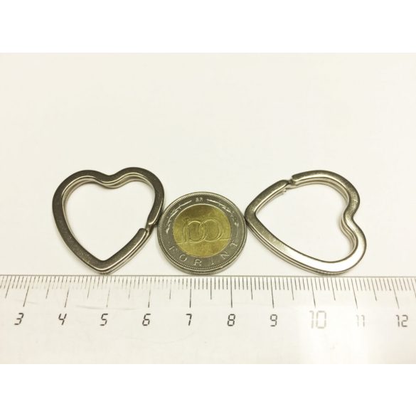 Szív alakú kulcstartó "karika" - platina ezüst sz.