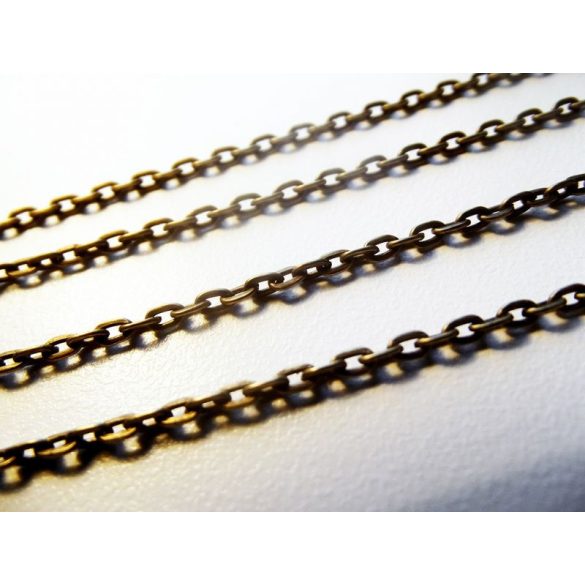 Antik bronz keresztszemű nikkelmentes lánc (3x2mm) 1m