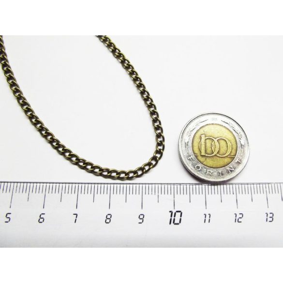 Antik bronz nyaklánc-alap - csavartszemű (3,7x2,5mm)1 m