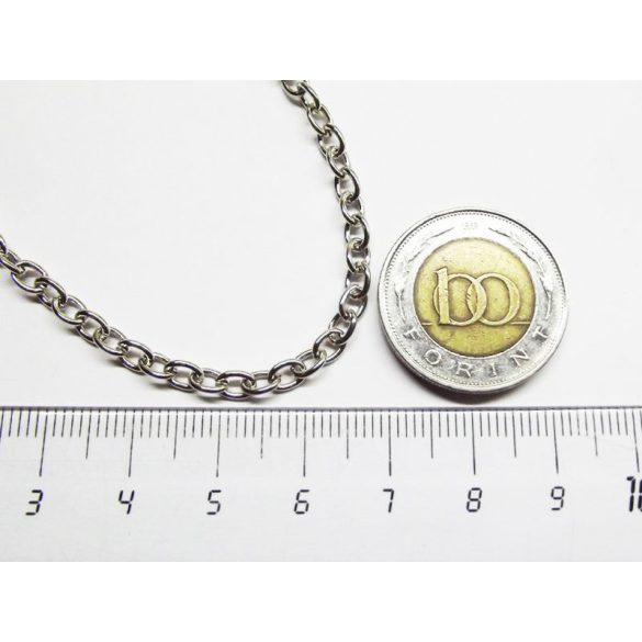 Platina ezüst színű nyaklánc-alap - keresztszemű (3,5x2,5mm)1 m