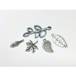 Levél mix - antik ezüst (5db-os)