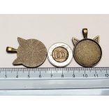 Bronz sz. Macska fej alakú medál-alap (25mm)