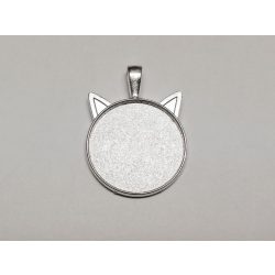 Ezüst sz. Macska fej alakú medál-alap (25mm)