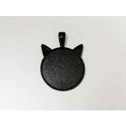 FEKETE Macska fej alakú medál-alap (25mm)