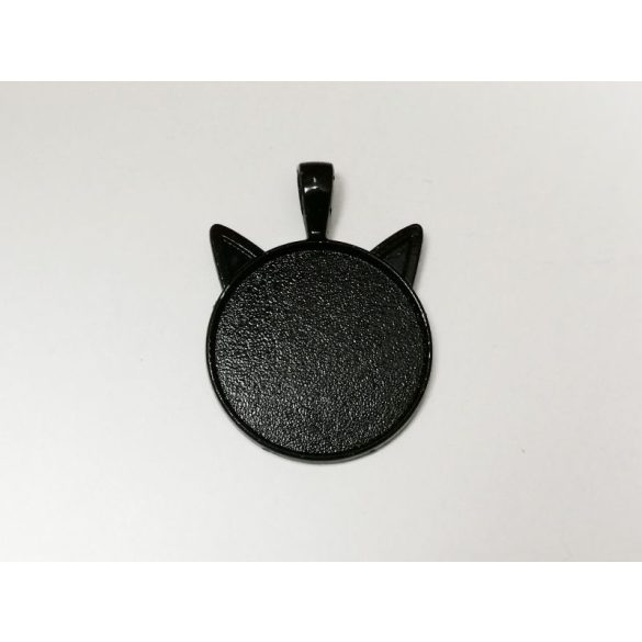 FEKETE Macska fej alakú medál-alap (25mm)