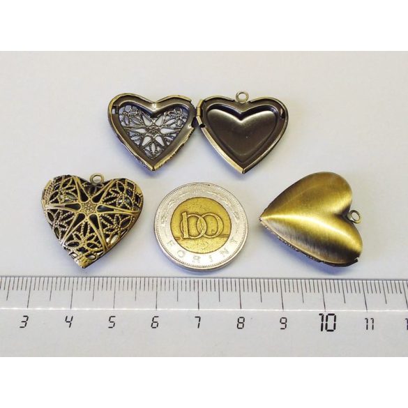 Nyitható szív medál bronz ( 26 mm )