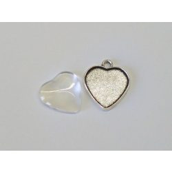 Antik ezüst szív medál üveglencsével (20*19)