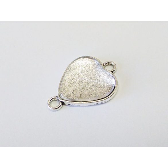 Antik ezüst szív medál összekötő üveglencsével (20*19)