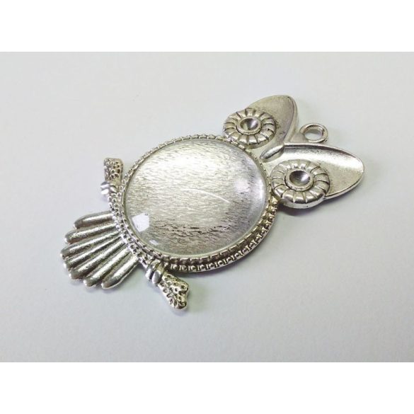 Nagy Bagoly medál-alap (25mm) - Antik ezüst
