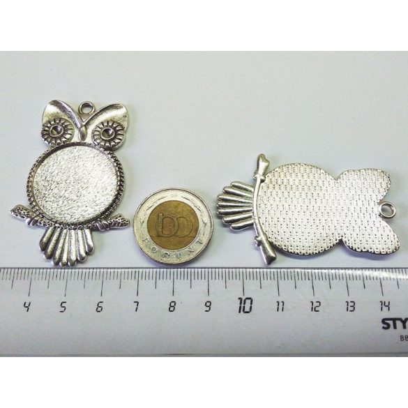 Nagy Bagoly medál-alap (25mm) - Antik ezüst