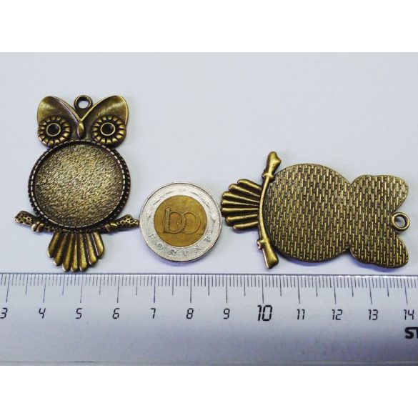 Nagy Bagoly medál-alap (25mm) - Antik bronz