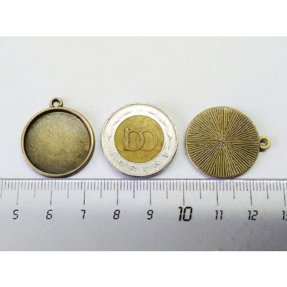 Antik bronz medál-alap, 20mm