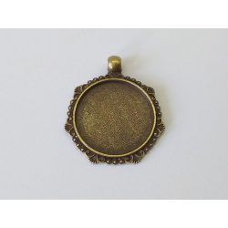 Díszes szélű medál-alap (25mm) - antik bronz