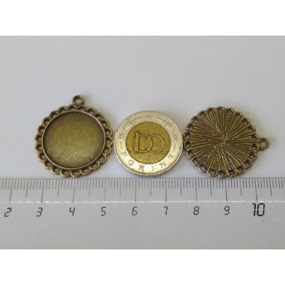 Medál-alap - antik bronz - 22+1 hurokkal (20mm)
